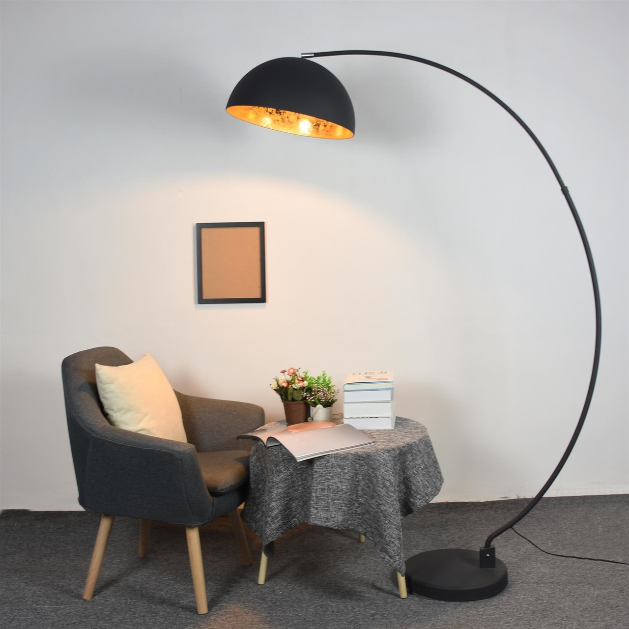 Circulaire duidelijk St Avignon Industrieel Design Booglamp Vloerlamp Bladgoud Zwart