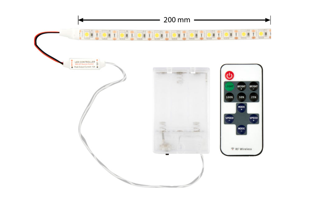 Bedrijfsomschrijving archief Giet LED Strip Warm Wit Waterdicht 3xAA Batterijen, Dimbaar, Onderbouw