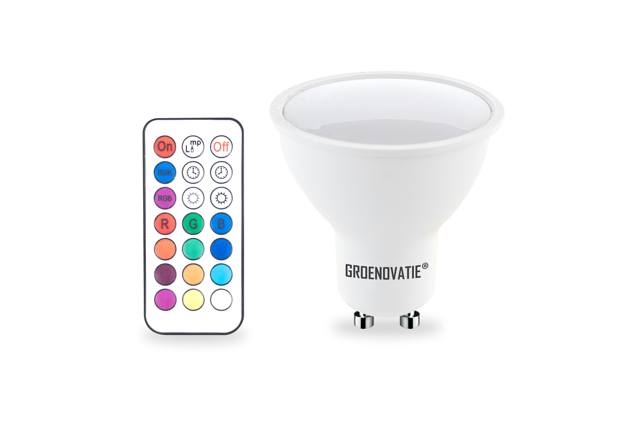 opstelling Matig lager RGB LED Spot 3W GU10 Incl. Afstandbediening | Groenovatie