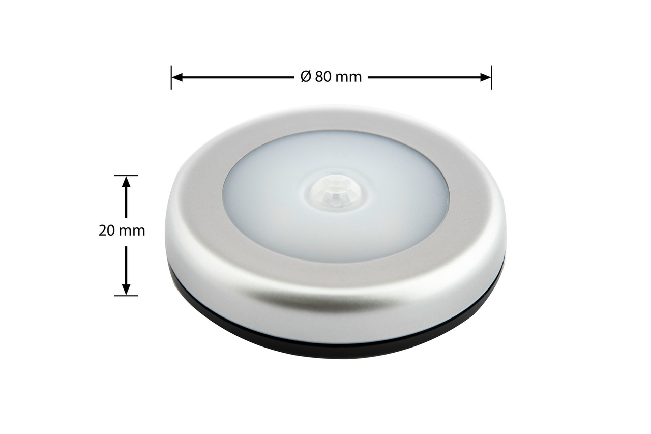 Coördineren Zeg opzij Mislukking LED Kastverlichting 1W op Batterijen met Sensor, Grijs, Rond, Warm Wit