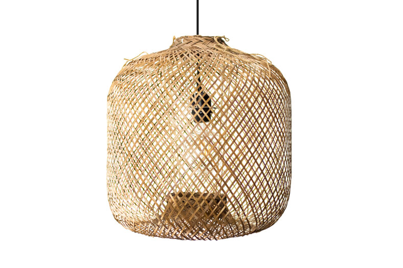 paars kiem volume Bamboe Hanglamp, Handgemaakt, Naturel, 45 cm