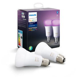 Philips Hue E27 LED Lamp 9W RGBWW, White and Color Ambiance, 2-Pack