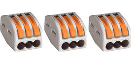 Wago Lasklem 222-413 0.8-4mm² 3 Klemposities Grijs, 3 Stuks