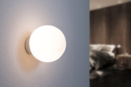 Glazen Wandlamp Geribbeld, Rond, E27 Fitting, Ø 230 mm, Mat Wit