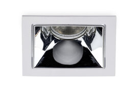Inbouwspot Vierkant, Kantelbaar, 85 x 85 x 36 mm, Wit / Chroom