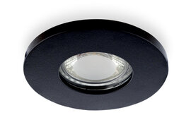 Inbouwspot Rond, Vast, Spatdicht IP44, GU10 Fitting, Mat Zwart