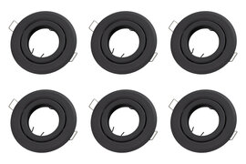Inbouwspot, Rond, Kantelbaar, Mat Zwart, 6-Pack