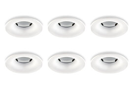 Inbouwspot, Rond, Waterdicht IP65, Ø85 mm, Mat Wit, 6-Pack