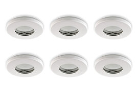 Inbouwspot, Rond, Waterdicht IP54, Ø85 mm, Mat Wit, 6-Pack
