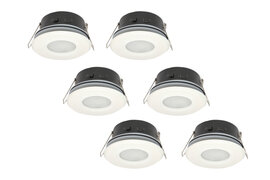 Inbouwspot, Rond, Waterdicht IP54, GU10 Fitting, Mat Wit, 6-Pack 