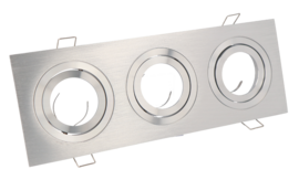 Inbouwspot (Triple), Vierkant, Kantelbaar, Geborsteld Aluminium