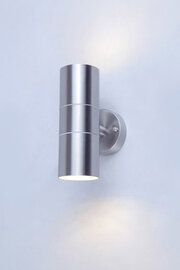Wandlamp Up & Down, Rond, 2 x GU10 Fitting, Waterdicht IP44, RVS