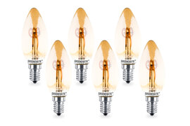 E14 LED Filament Kaarslamp Goud 4W Spiral Extra Warm Wit Dimbaar 6-Pack