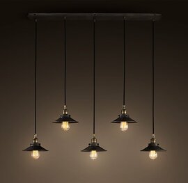 Industrieel Design Hanglamp 5 Kappen Zwart