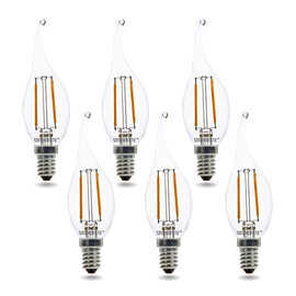 E14 LED Filament Kaarslamp Tip 2W Warm Wit Dimbaar 6-Pack