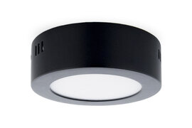 LED Paneel Plafondlamp 6W, Rond ⌀12cm, Opbouw, Warm Wit, Zwart