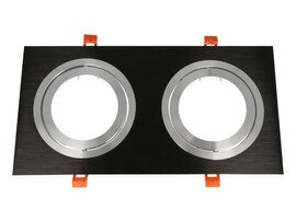 Inbouwspot (Dubbel), Vierkant, Kantelbaar, AR111, Mat Zwart