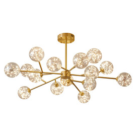 Dijon Glazen Design Hanglamp, 9 Transparante Bollen, Incl. LED Lichtbron, 85x30cm