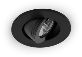 Inbouwspot LED 3W, Rond, Kantelbaar, Aluminium, Dimbaar, Zwart, 12V