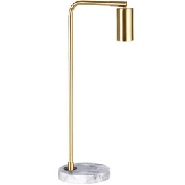 Marmeren Tafellamp, Metaal, E27 Fitting, ⌀15x28cm, Messing / Wit