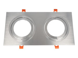 Inbouwspot (Dubbel), Vierkant, Kantelbaar, AR111, Geborsteld Aluminium