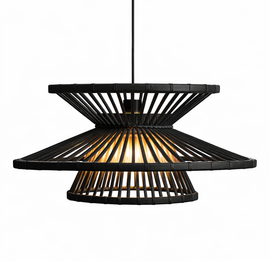 Bamboe Hanglamp, Handgemaakt, Zwart, ⌀60 cm