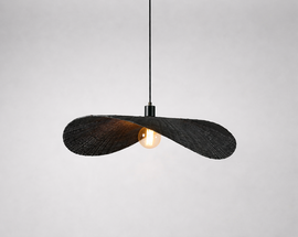Bamboe Hanglamp, Handgemaakt, Zwart, 75x50 cm