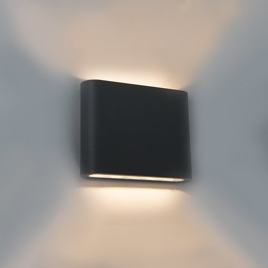 LED Wandlamp 6W Rechthoekig Warm Wit, Zwart
