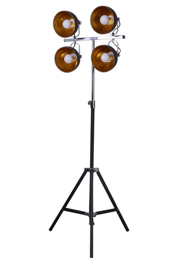 Groenovatie Toulon Industrieel Design Vloerlamp 4 Spots Goud Zwart