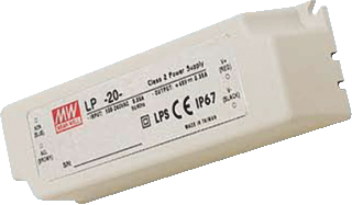 MeanWell LED Transformator 24V, Max. 20 Watt, Waterdicht IP67 afbeelding