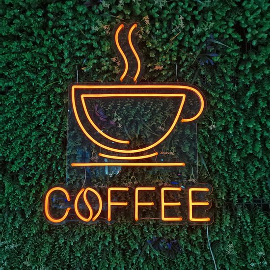 LED Neon Verlichting Bord Coffee, Incl. Adapter, 70x57cm, Extra Warm Wit