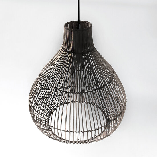 Groenovatie Rotan / Rieten Hanglamp, Handgemaakt, Zwart, â50 cm