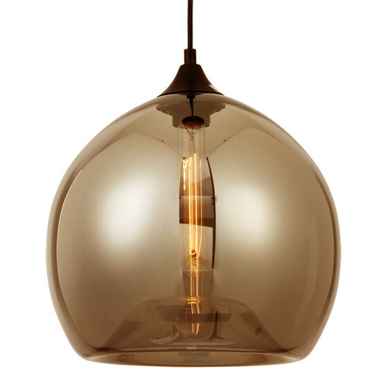 Amber Glazen Design Hanglamp, â30x27cm, Zwart afbeelding