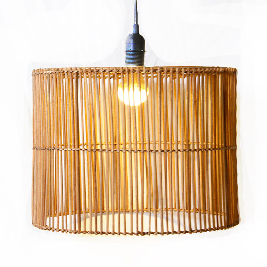 Rotan - Rieten Hanglamp, Handgemaakt, Rond, Naturel, a40 cm