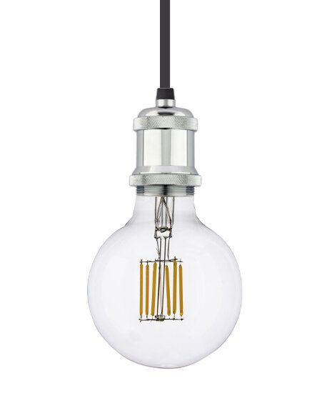 Vintage Hanglamp Fitting E27, Chroom afbeelding