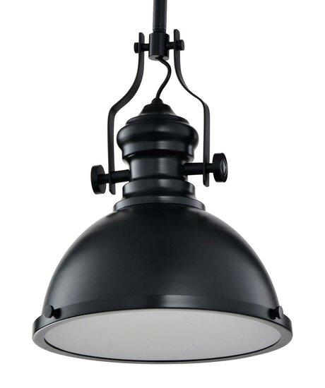 Vintage IndustriÃ«le Hanglamp Zwart Met Diffuser 32cm