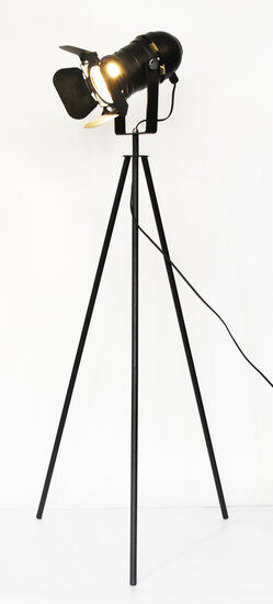 Brest Industriele Tripod Vloerlamp, Metaal, 53x140cm, Zwart