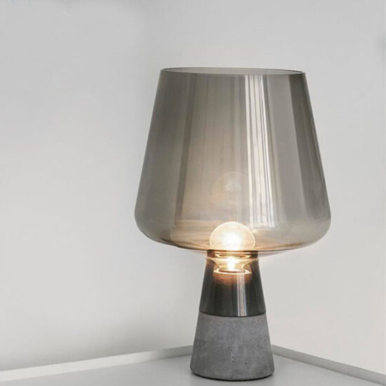 Smoke Glazen Tafellamp, Beton, E27 Fitting, â25x38cm, Grijs/Zwart afbeelding