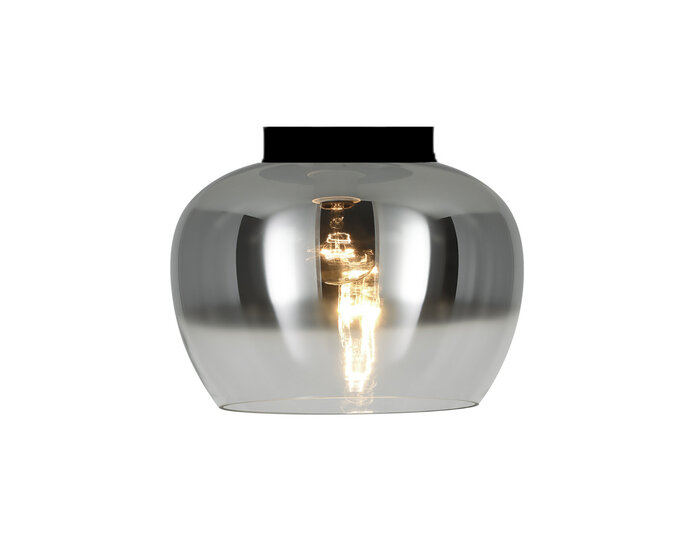 Smoke Glazen Plafondlamp Zwart, E27 Fitting, a30x18 cm