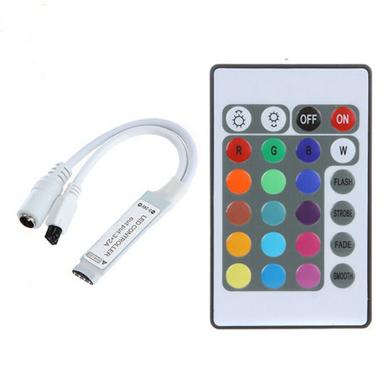 LED Strip RGB Controller Mini 24 Knops incl. IR afstandsbediening