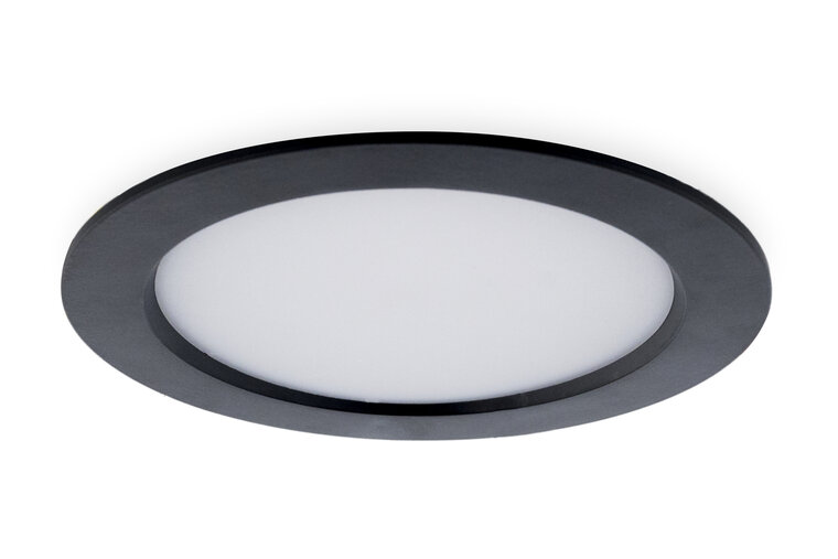 LED Paneel Plafondlamp 15W, Rond a17cm, Warm Wit, Inbouw, Zwart