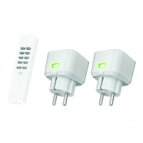 Klik-Aan-Klik-Uit Draadloze Stopcontact Dimmerset, Max 250W, Wit afbeelding