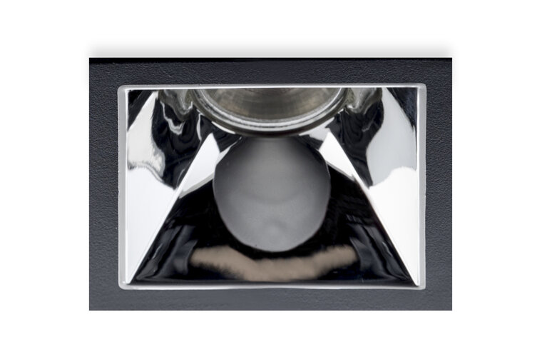 Inbouwspot Vierkant, Kantelbaar, 85 x 85 x 36 mm, Zwart - Chroom