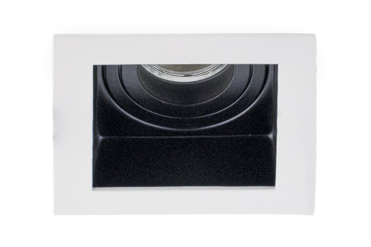 Inbouwspot, Vierkant, Kantelbaar, Aluminium, Zwart/Wit, Mat afbeelding