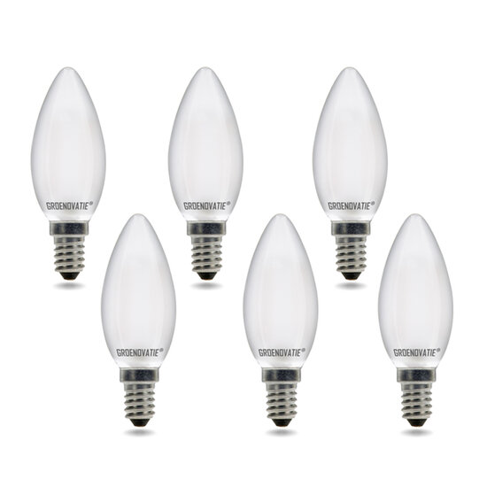 E14 LED Filament Kaarslamp 2W Warm Wit Dimbaar Mat 6-Pack afbeelding