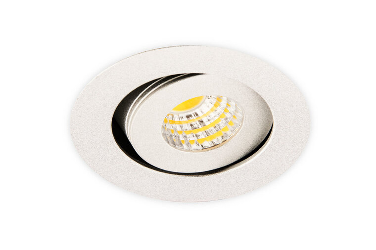 Inbouwspot LED 3W, Rond, Kantelbaar, Aluminium, Dimbaar, Zilver afbeelding