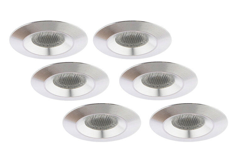 Inbouwspot LED 3W, Warm Wit, Rond, Waterdicht IP54, Aluminium, Dimbaar, 6-Pack afbeelding