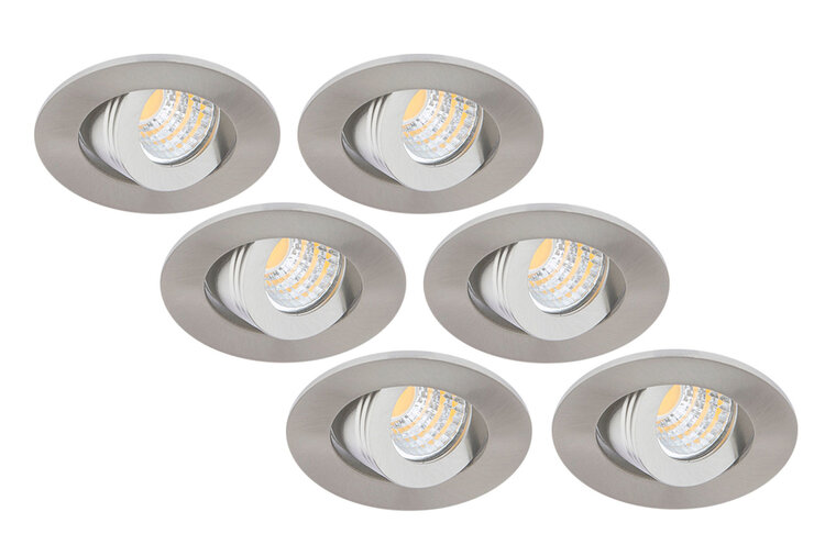 Inbouwspot LED 3W, Rond, Kantelbaar, Aluminium, Dimbaar, 6-Pack afbeelding