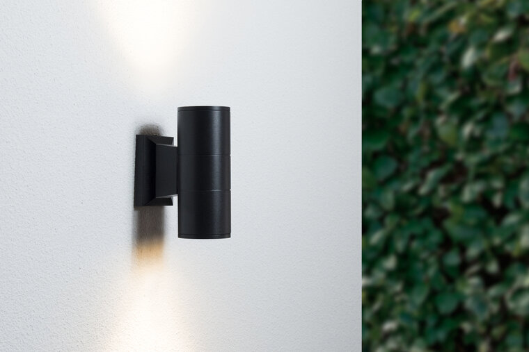 Wandlamp Up & Down, Rond, 2 x 3W, Spatdicht IP54, Zwart