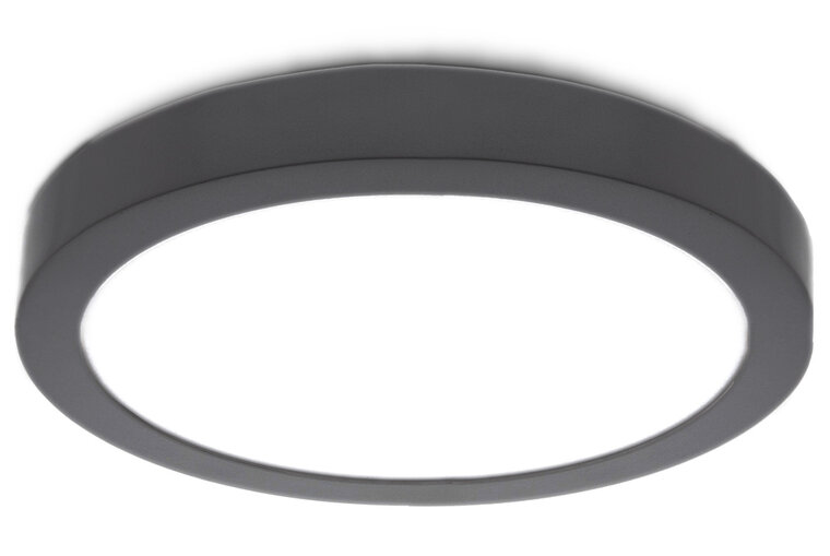 LED Paneel Plafondlamp 12W, Rond 21cm, Opbouw, Dimbaar, Zwart afbeelding